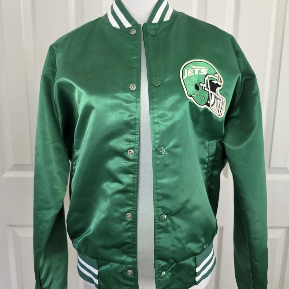 Vintage New York Jets Satin Varsity Jackets Mens L Chalk Line USA NFL - Picture 9 of 15